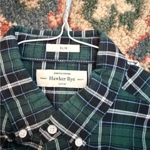 Hawker Rye Green Plaid Casual Button Down Shirt